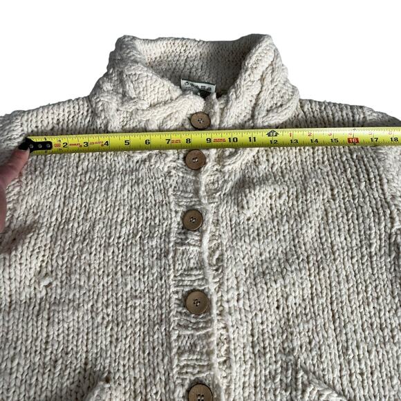 Carraig Donn Sweater Irish Hand Knit Wool Cardigan Women Large Cream Beige READ - Picture 6 of 16
